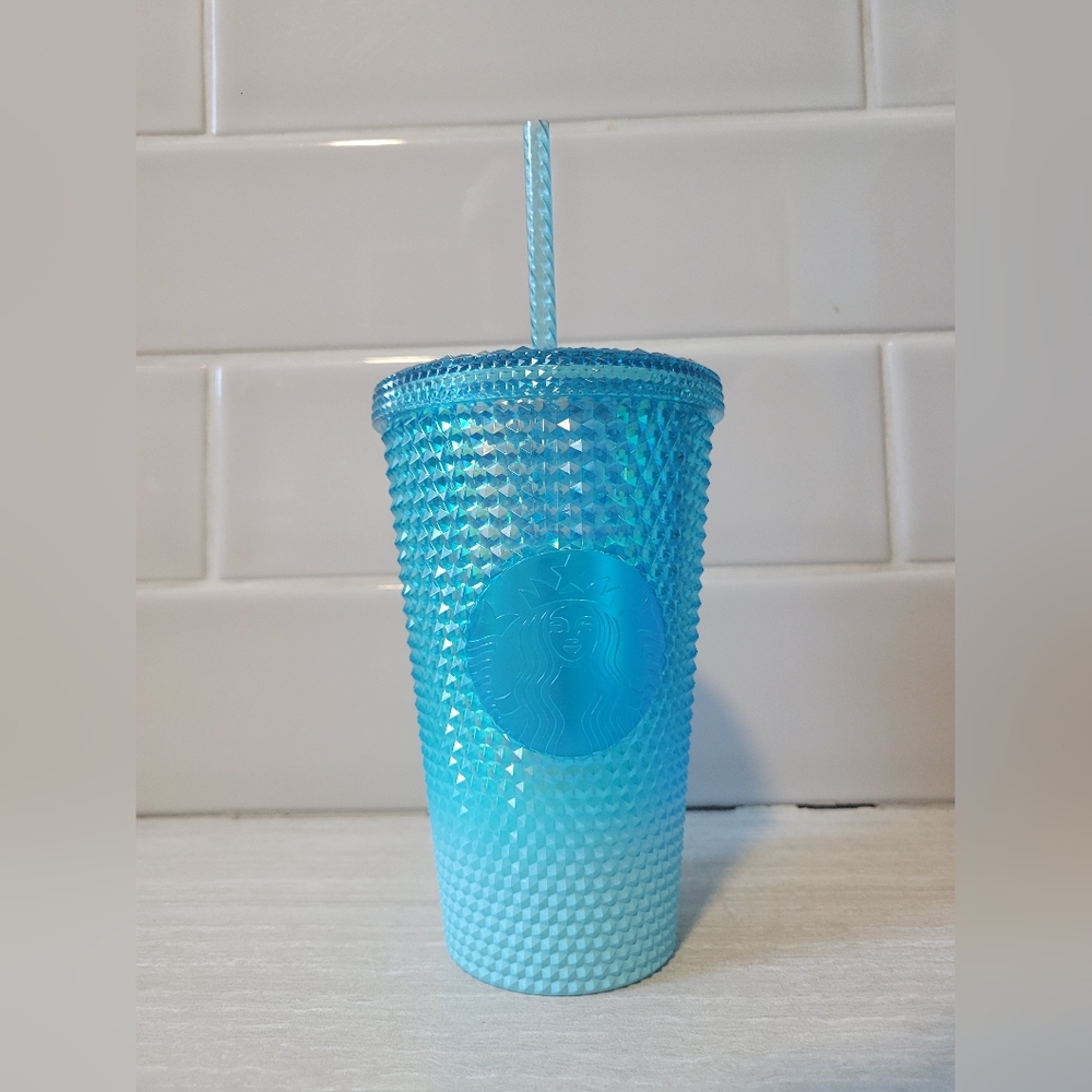 Starbucks Aqua Studded Tumbler with Straw